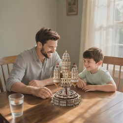 Kit de rompecabezas de caja de música de castillo de madera 3D | Rompecabeza de madera 3D de castillo