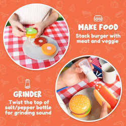 JOYIN Juego de 34 juguetes de cocina | Juguete de barbacoa con luces y sonidos para niños