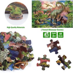 rompecabezas grande de 48 piezas de dinosaurio del bosque