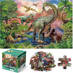 rompecabezas grande de 48 piezas de dinosaurio del bosque
