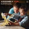 Rompecabeza de dragon metalico 3D para adultos | Color metalico dorado armable con luces led