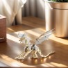 Rompecabeza de dragon metalico 3D para adultos | Color metalico dorado armable con luces led