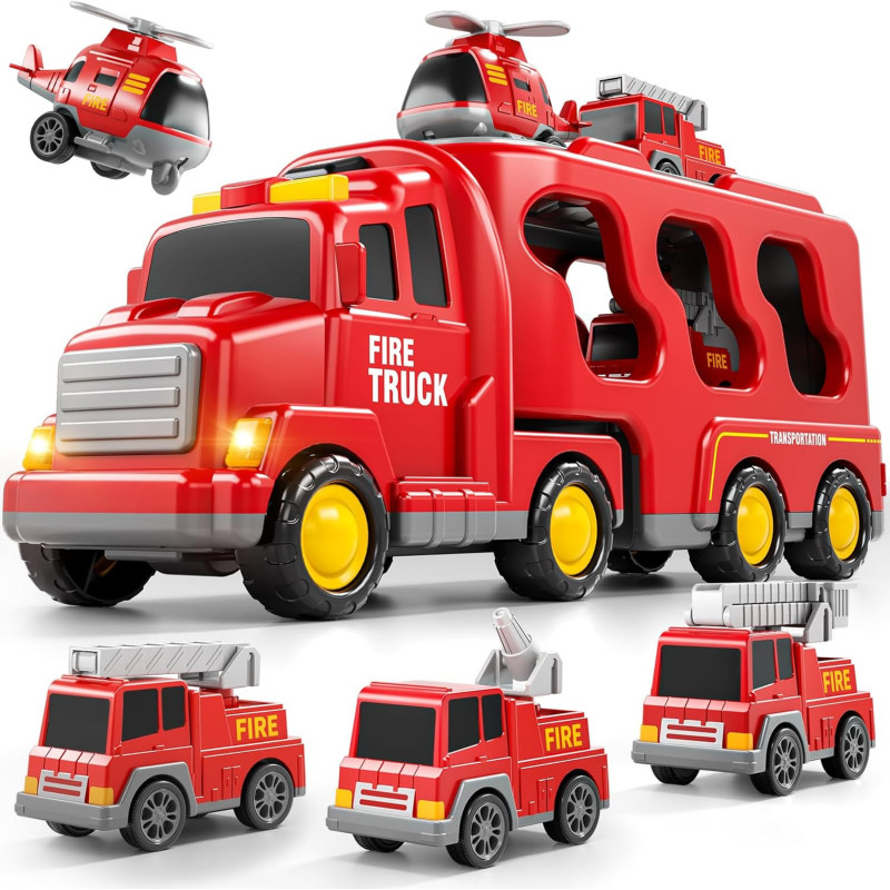 Bennol Juego de camiones de bomberos 5 en 1 para niños