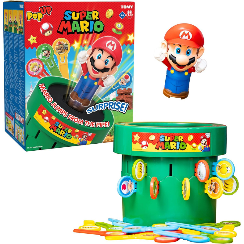 TOMY Juego de mesa Pop Up Super Mario | Juego de mesa de Mario Bros