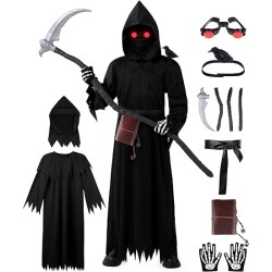Spooktacular Creations Disfraz de parca | Disfraz con ojos brillantes y accesorios incluidos