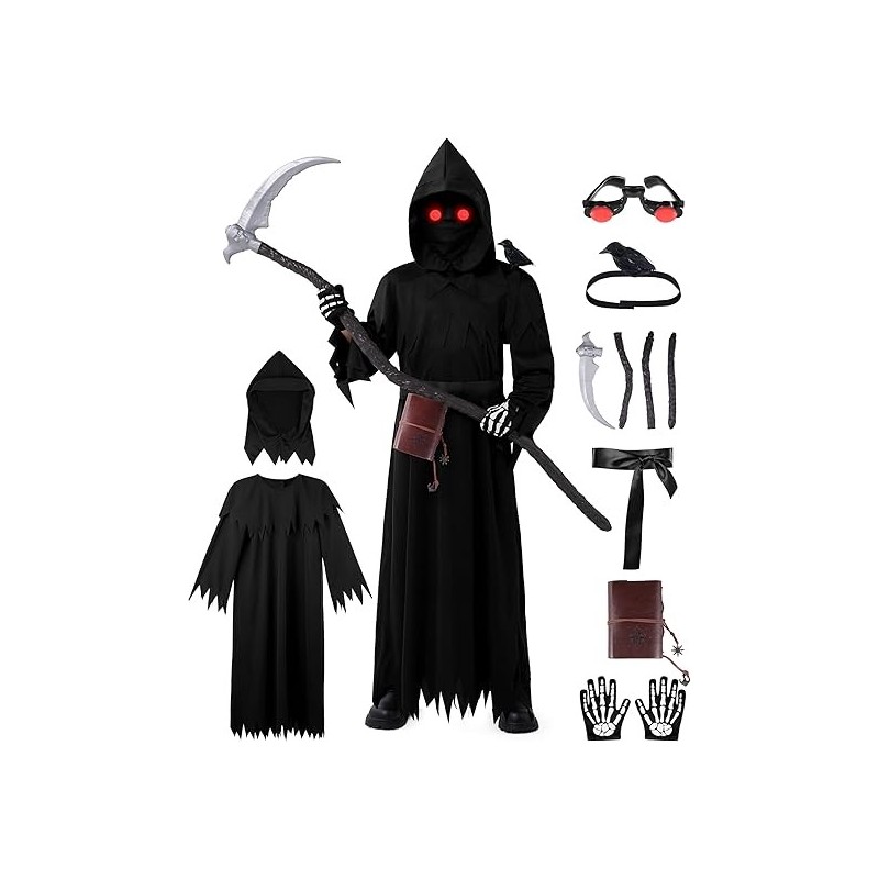 Spooktacular Creations Disfraz de parca | Disfraz con ojos brillantes y accesorios incluidos Spooktacular Creations Disfraz de parca | Disfraz con ojos brillantes y accesorios incluidos