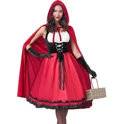Disfraz de Caperucita Roja para mujer, disfraz de Halloween con capucha
