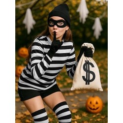Conjunto de disfraz de ladrón para mujer, para Halloween