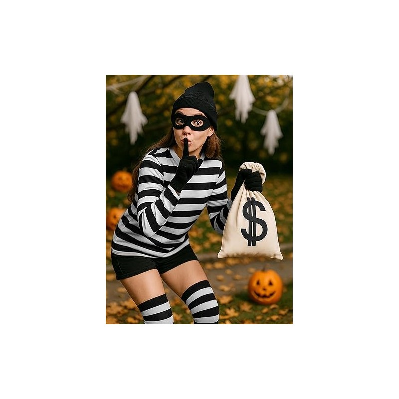 Conjunto de disfraz de ladrón para mujer, para Halloween Conjunto de disfraz de ladrón para mujer, para Halloween
