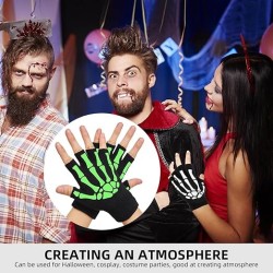 guantes góticos de esqueleto sin dedos que brillan en la oscuridad