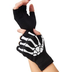 guantes góticos de esqueleto sin dedos que brillan en la oscuridad
