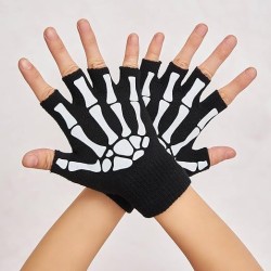 guantes góticos de esqueleto sin dedos que brillan en la oscuridad