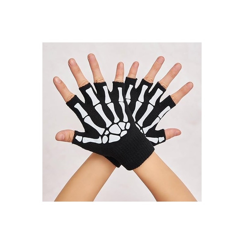 guantes góticos de esqueleto sin dedos que brillan en la oscuridad guantes góticos de esqueleto sin dedos que brillan en la oscuridad