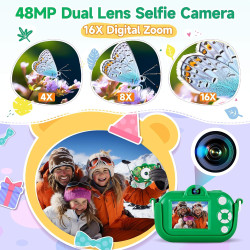 Cámara digital para niños de doble lente de 48 MP, regalos