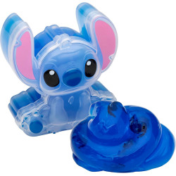 Brillante, elástico, súper suave, liso de punto azul con mezcla de confeti en forma de stitch