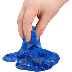 Brillante, elástico, súper suave, liso de punto azul con mezcla de confeti en forma de stitch