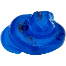 Brillante, elástico, súper suave, liso de punto azul con mezcla de confeti en forma de stitch