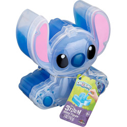 Brillante, elástico, súper suave, liso de punto azul con mezcla de confeti en forma de stitch