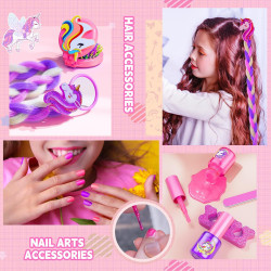 Kit de maquillaje para niñas con estuche de almacenamiento de caballo volador