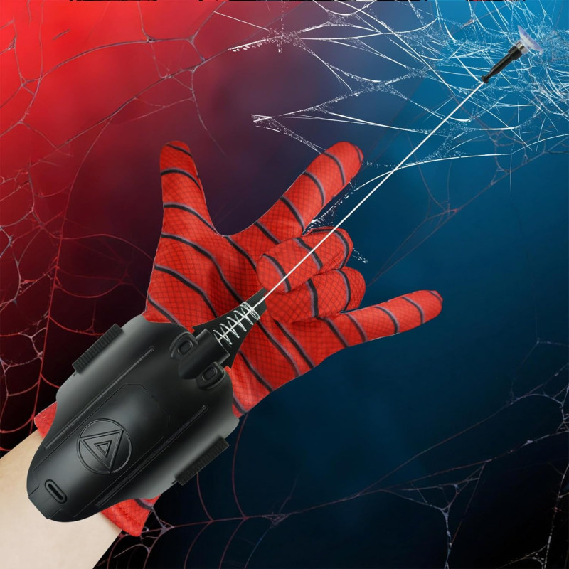 Tirador de telaraña negra iluminada | Tirador de telaraña retractil y facil de usar