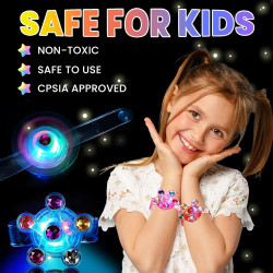 SCIONE Paquete de 24 pulseras giratorias con luz LED | Pulseras LED giratoria