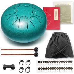 Tambor de lengüetas de acero | Instrumento de meditacion con mazos y bolsa de viaje incluida