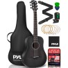 Pyle Kit de guitarra acústica, 1/2 tamaño junior, instrumento de cuerda de acero de madera para principiantes y adultos