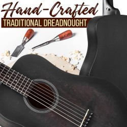 Pyle Kit de guitarra acústica, 1/2 tamaño junior, instrumento de cuerda de acero de madera para principiantes y adultos