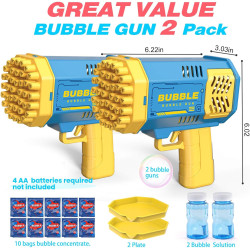 Paquete de 2 máquinas de burbujas para niños con solución de burbujas