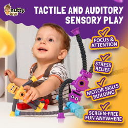 nutty toys Juguetes sensoriales de robot | Juguete de robot con extremidades flexibles