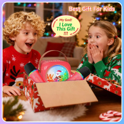 Mini máquina de karaoke con 2 micrófonos inalámbricos