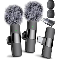 Micrófono inalámbrico profesional para iPhone, iPad, Android, micrófono Lavalier para grabación de video