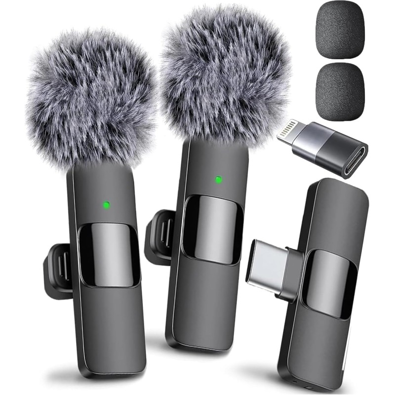 Micrófono inalámbrico profesional para iPhone, iPad, Android, micrófono Lavalier para grabación de video Micrófono inalámbrico profesional para iPhone, iPad, Android, micrófono Lavalier para grabación de video