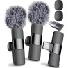 Micrófono inalámbrico profesional para iPhone, iPad, Android, micrófono Lavalier para grabación de video