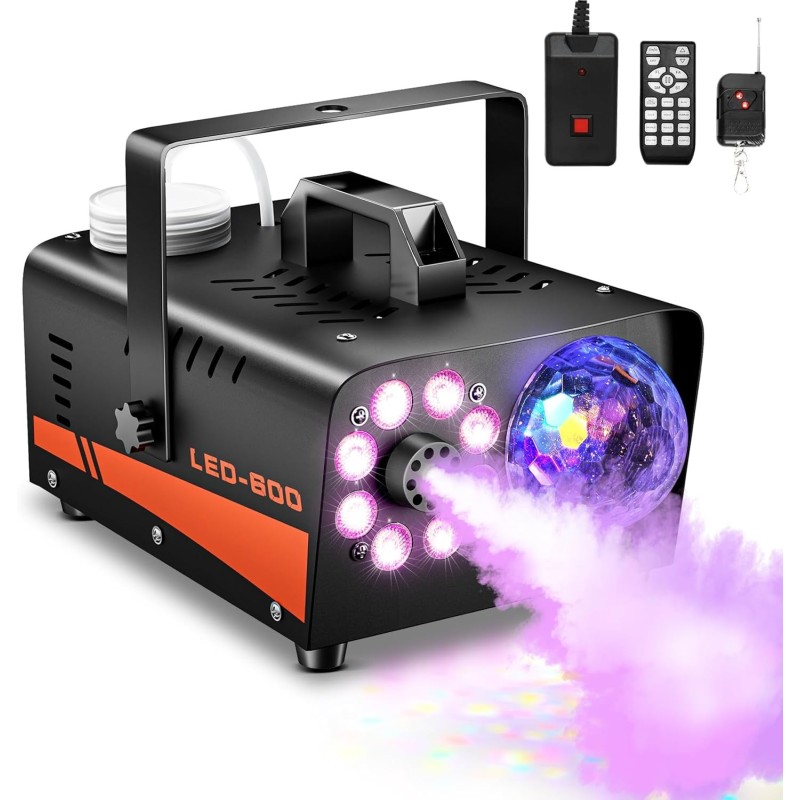 Máquina de niebla, máquina de humo de Halloween con luces de bola de discoteca