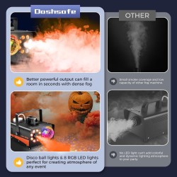 Máquina de niebla, máquina de humo de Halloween con luces de bola de discoteca