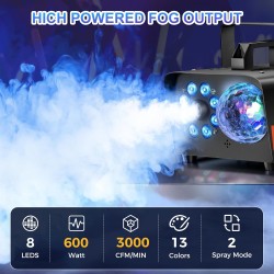 Máquina de niebla, máquina de humo de Halloween con luces de bola de discoteca