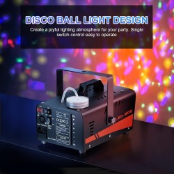 Máquina de niebla, máquina de humo de Halloween con luces de bola de discoteca