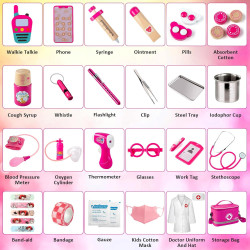Kit médico para niños y niñas, 34 piezas para niños pequeños de 3 a 5 años