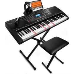Piano de teclado electrónico portátil de 61 teclas con teclas iluminadas de tamaño completo