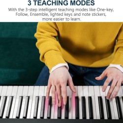 Piano de teclado electrónico portátil de 61 teclas con teclas iluminadas de tamaño completo