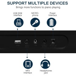 Piano de teclado electrónico portátil de 61 teclas con teclas iluminadas de tamaño completo
