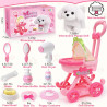 Cochecito y perro de peluche electrónico interactivo