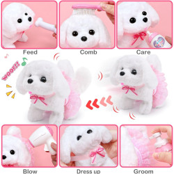 Cochecito y perro de peluche electrónico interactivo