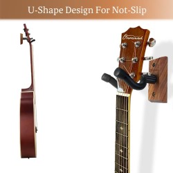 Soporte de pared para guitarra, 2 unidades, colgador de guitarra de madera de nogal negro