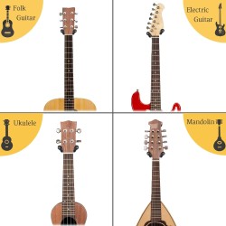Soporte de pared para guitarra, 2 unidades, colgador de guitarra de madera de nogal negro