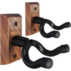 Soporte de pared para guitarra, 2 unidades, colgador de guitarra de madera de nogal negro