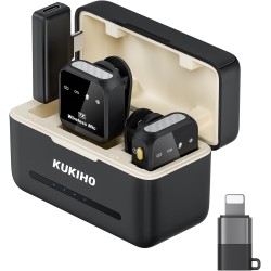Micrófono Lavalier inalámbrico para iPhone iPad Android con estuche de carga de batería de 80 horas de duración