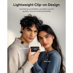 Micrófono Lavalier inalámbrico para iPhone iPad Android con estuche de carga de batería de 80 horas de duración