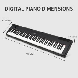 Piano digital AODSK de 88 teclas, piano de teclado con peso con soporte en U portátil y estable